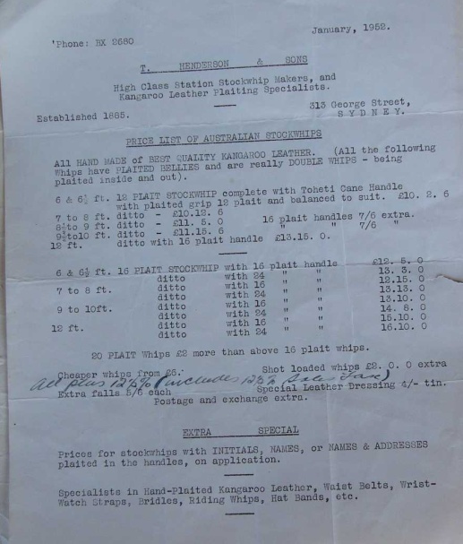 Price List included with 48 plait henderson